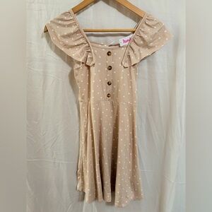 Adorable Tan Polka Dot Kids Dress